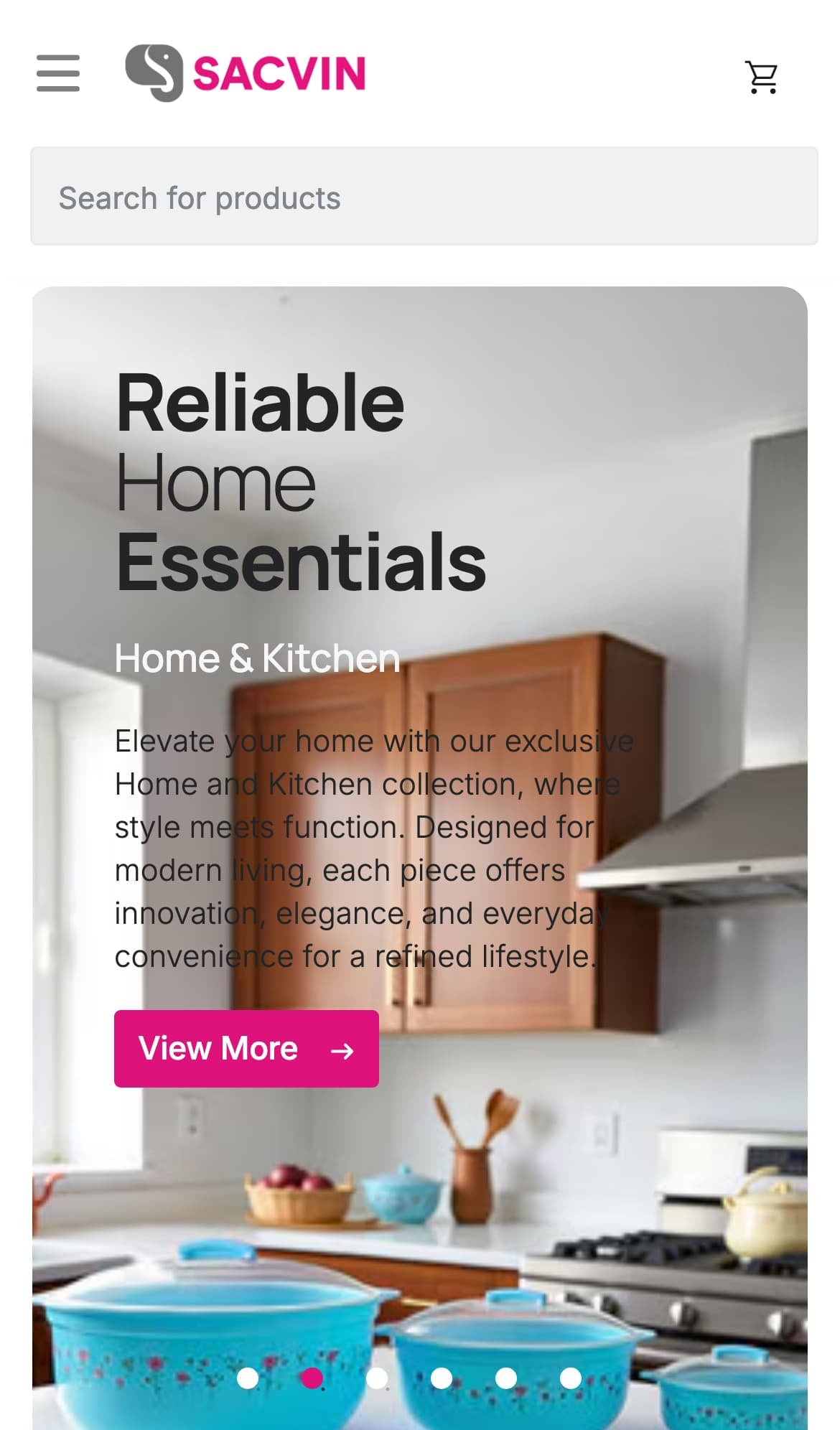 Sacvin SuiteCommerce theme — mobile view