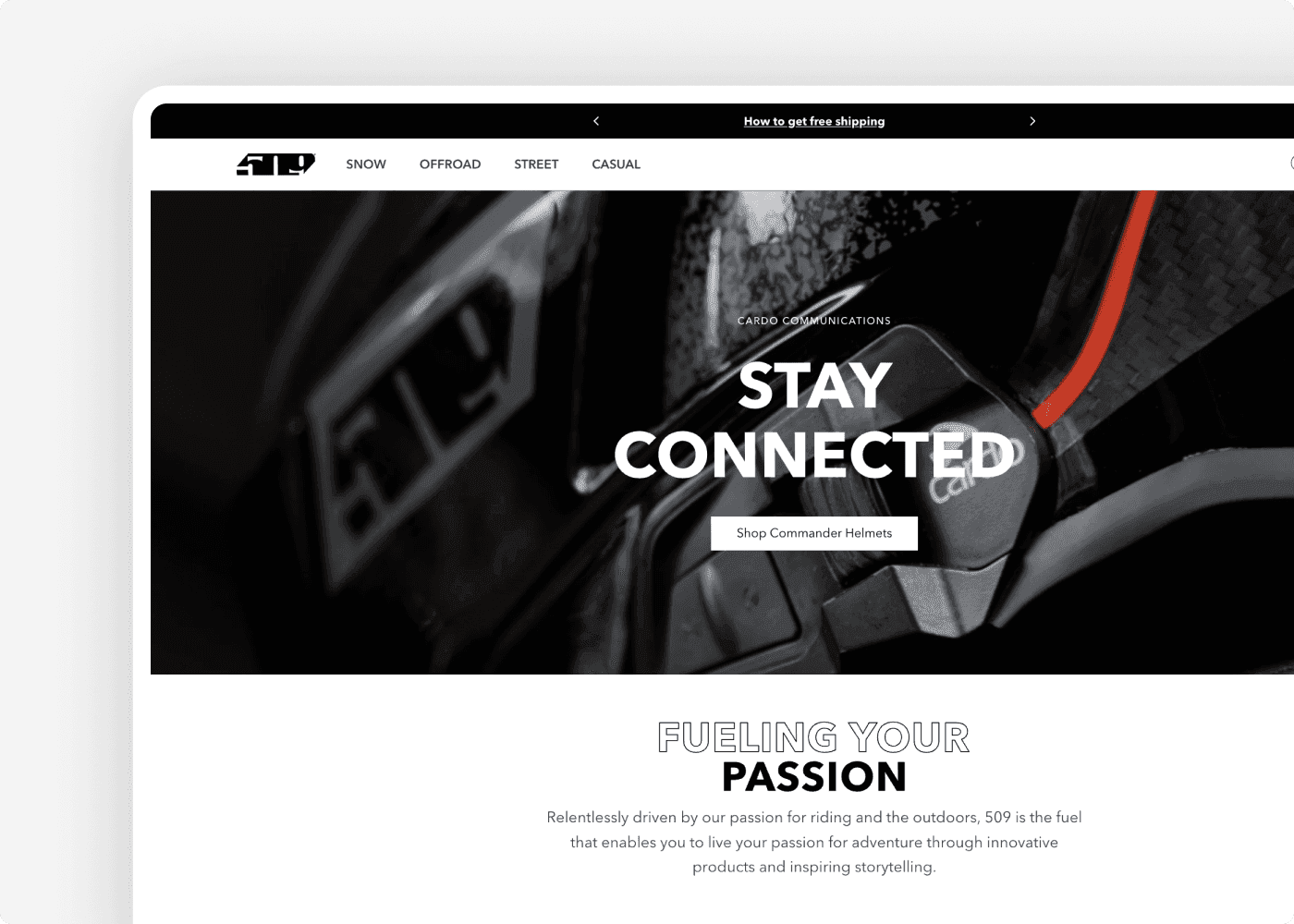 Screenshot of the website of our client 509