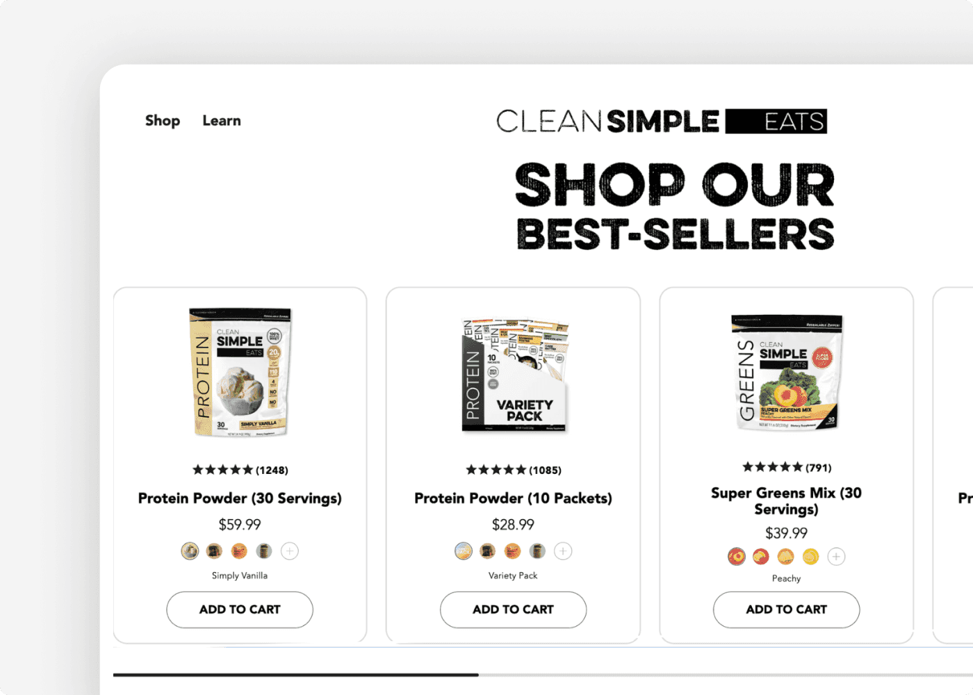 Screenshot of the website of our client Clean Simple Eats