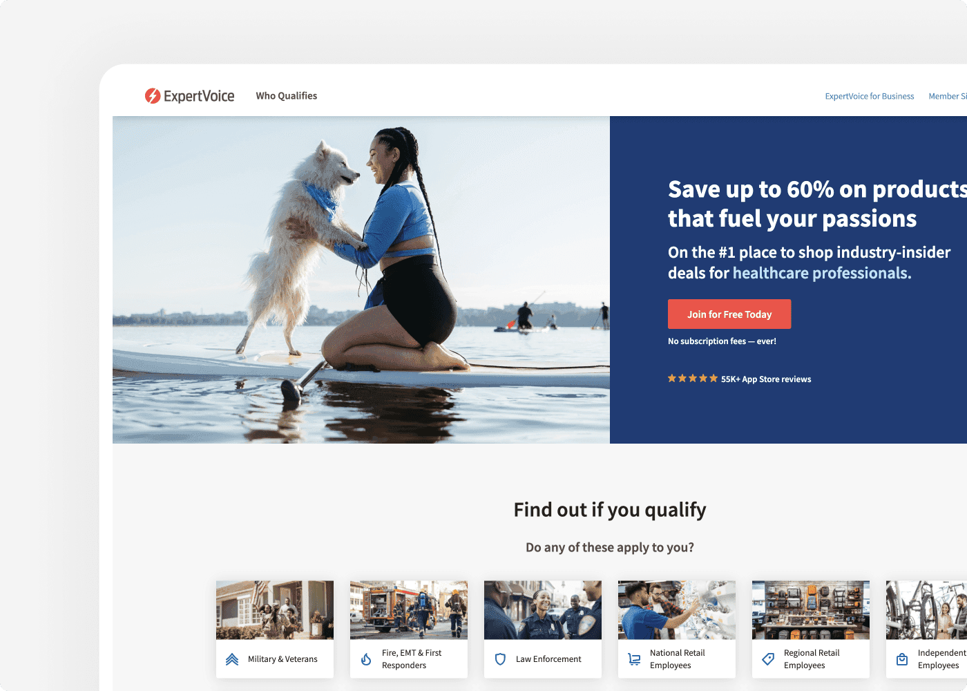 Screenshot of the website of our client Expert Voice