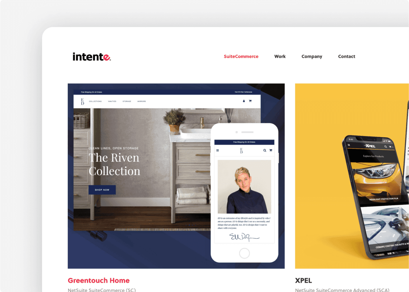 Screenshot of the website of our client Intente