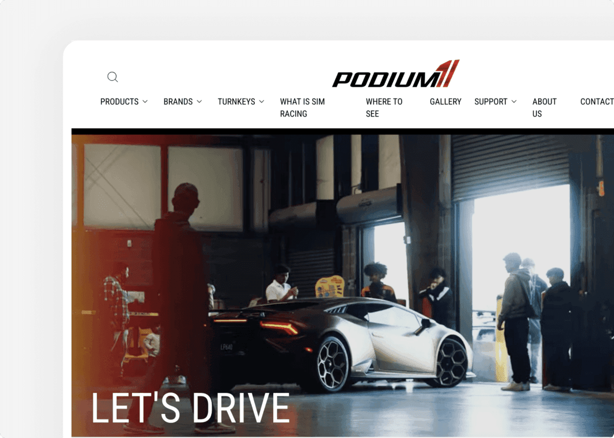 Screenshot of the website of our client Podium 1 Racing