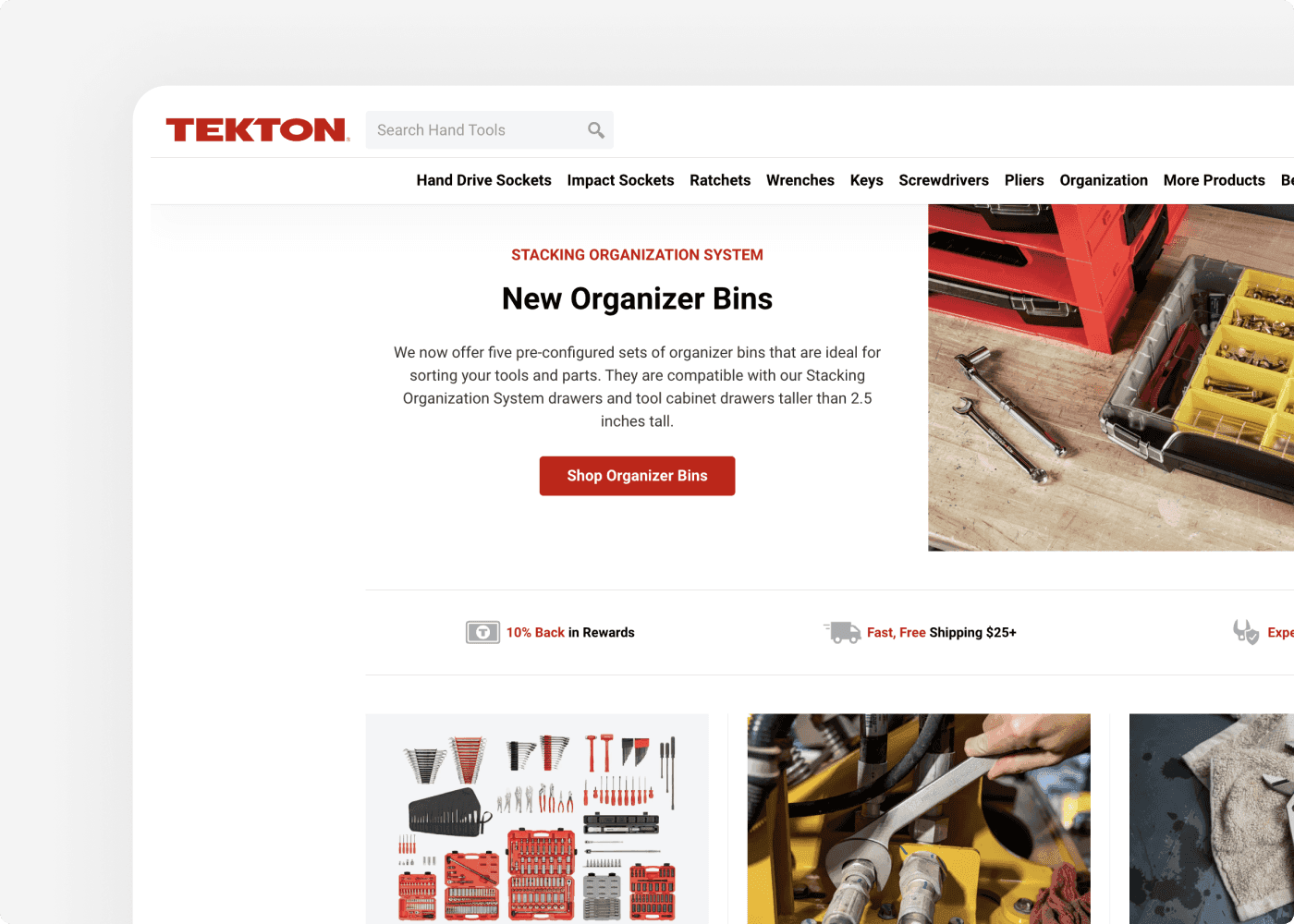 Screenshot of the website of our client Tekton
