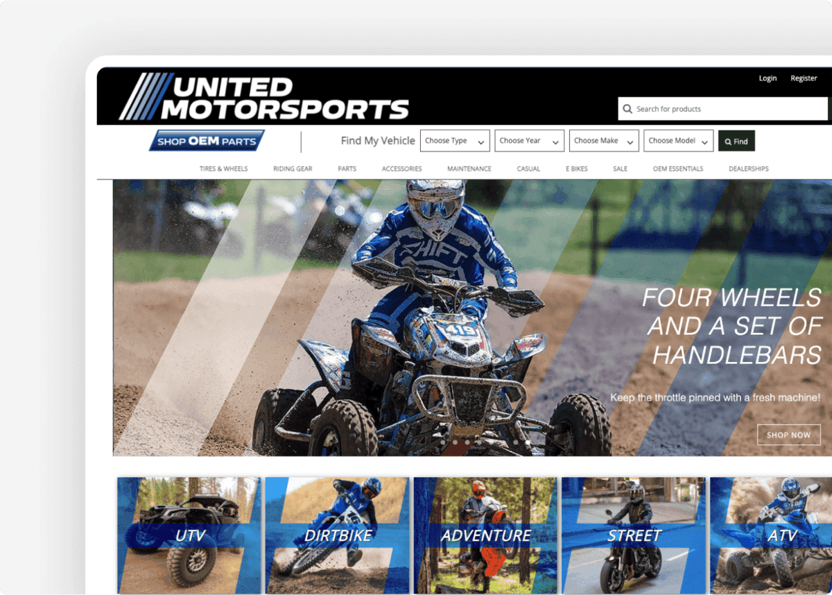 Screenshot of the website of our client United Motorsports