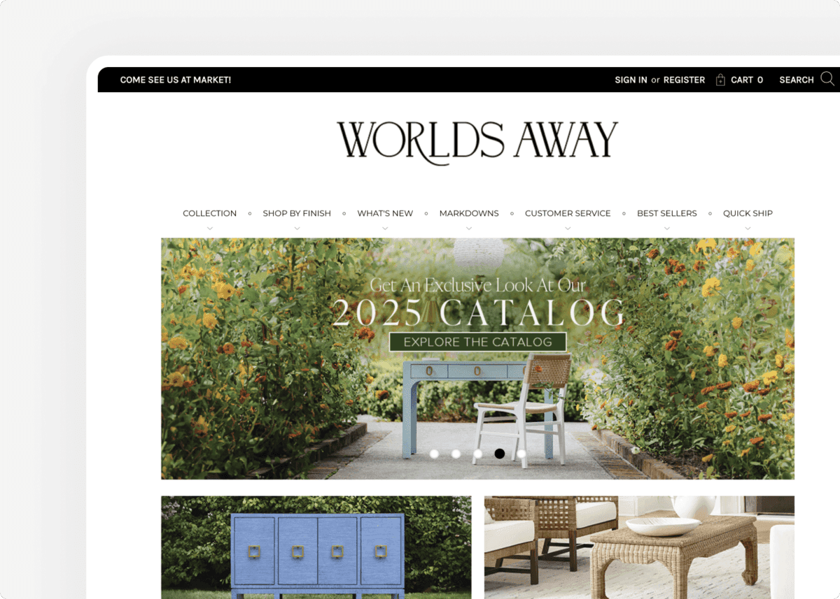 Screenshot of the website of our client Worlds Away