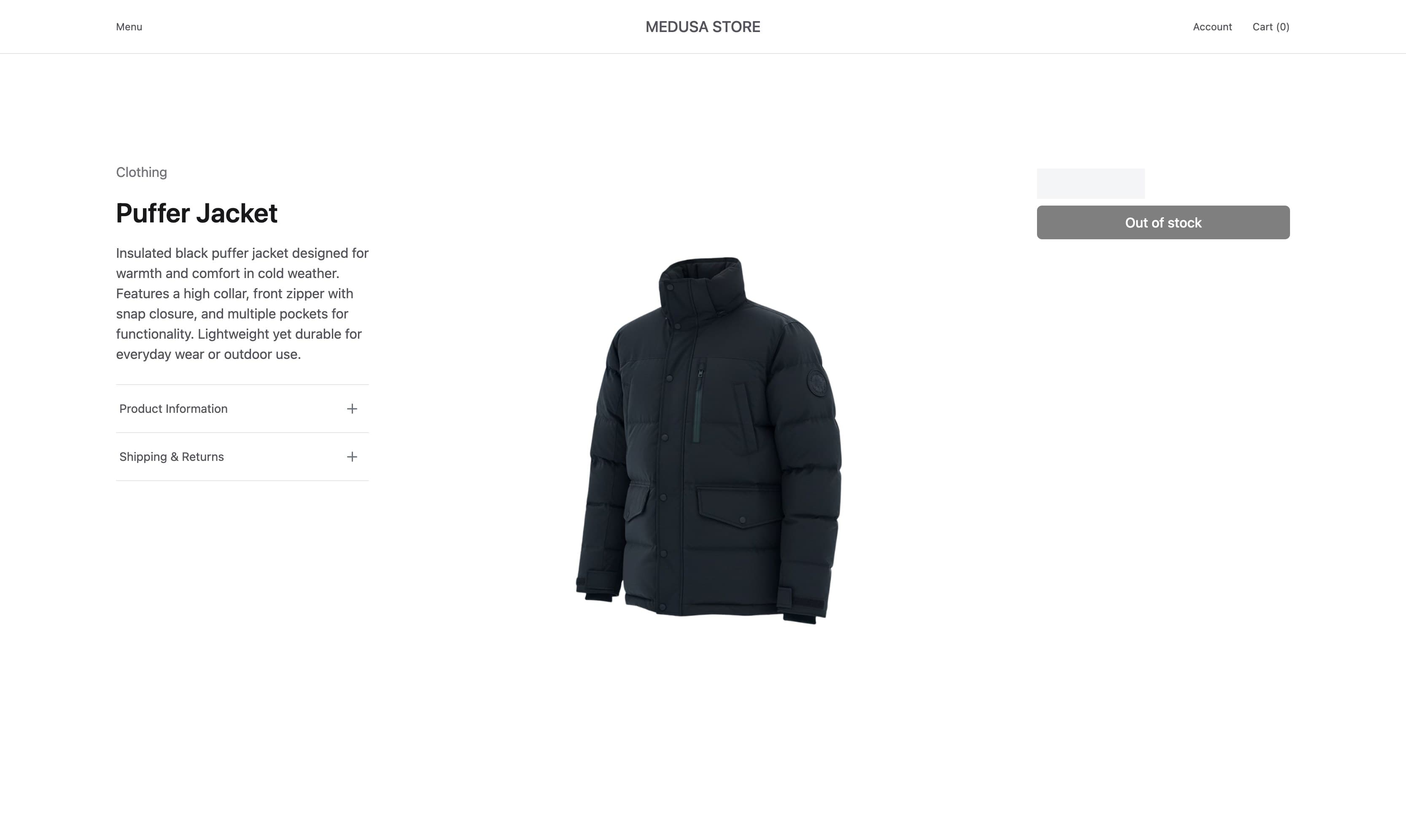 Medusa Next.js storefront — the modern React product page we build on