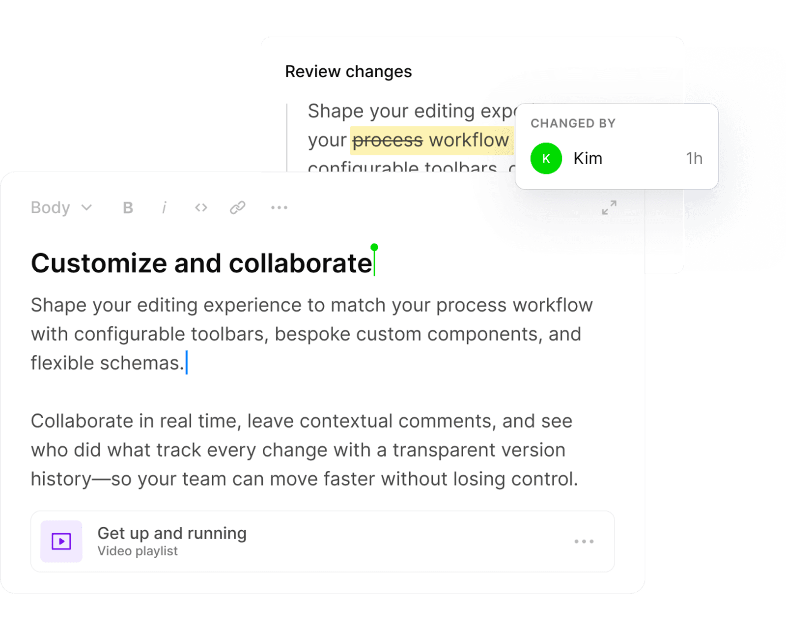 Sanity Studio collaborative editor — review changes, comments, and version history