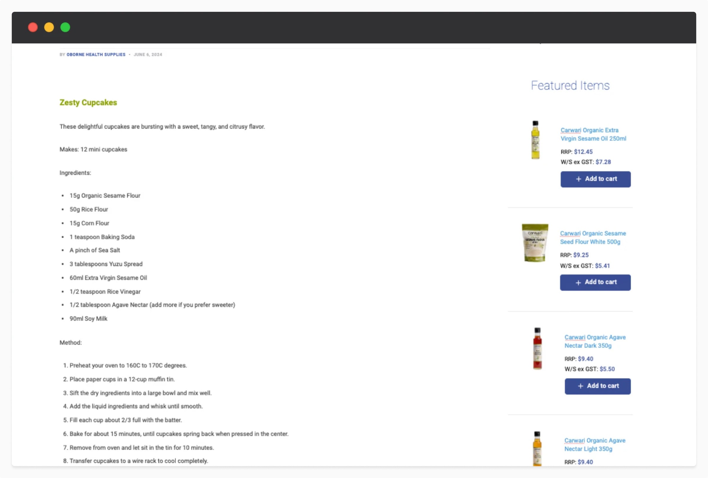 Screenshot of a real-world case of featured items