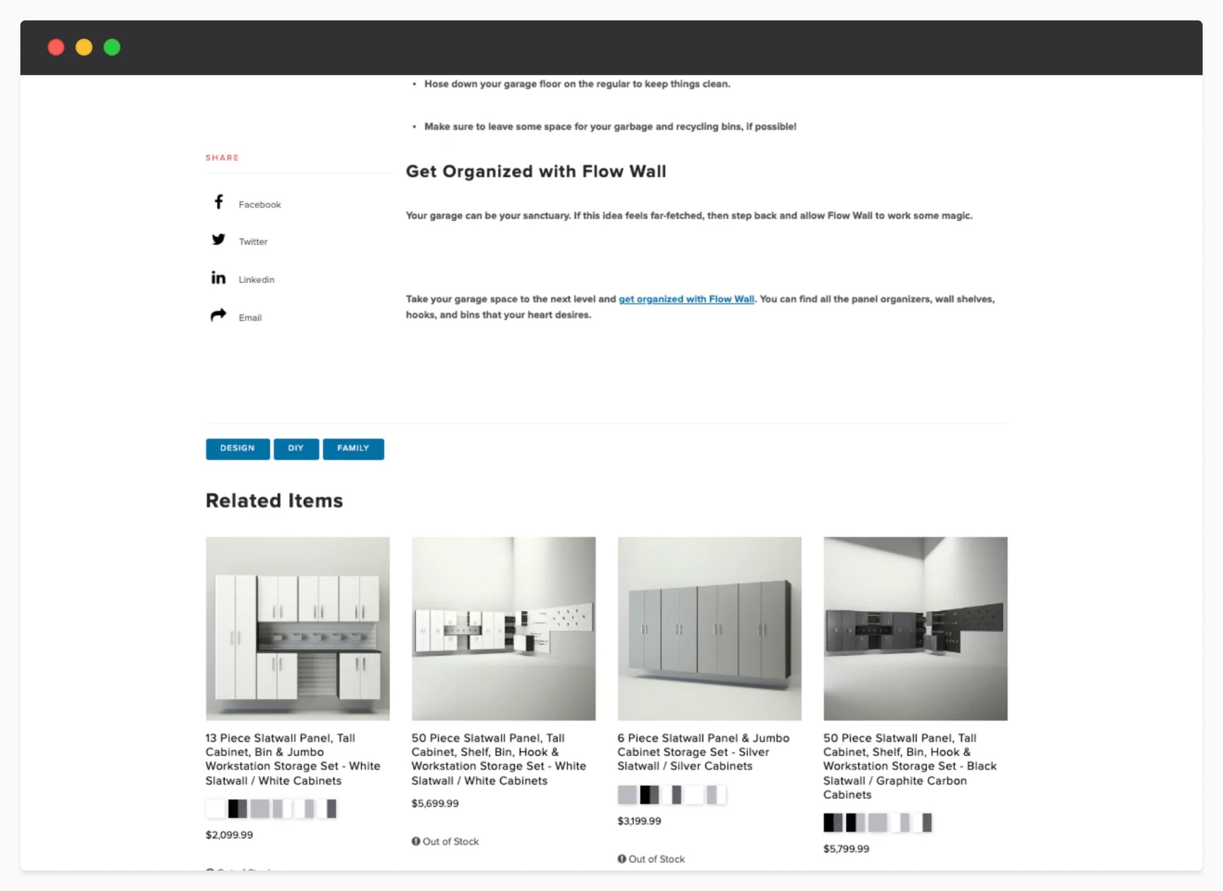 Screenshot of the result visible on the blog's website with related items