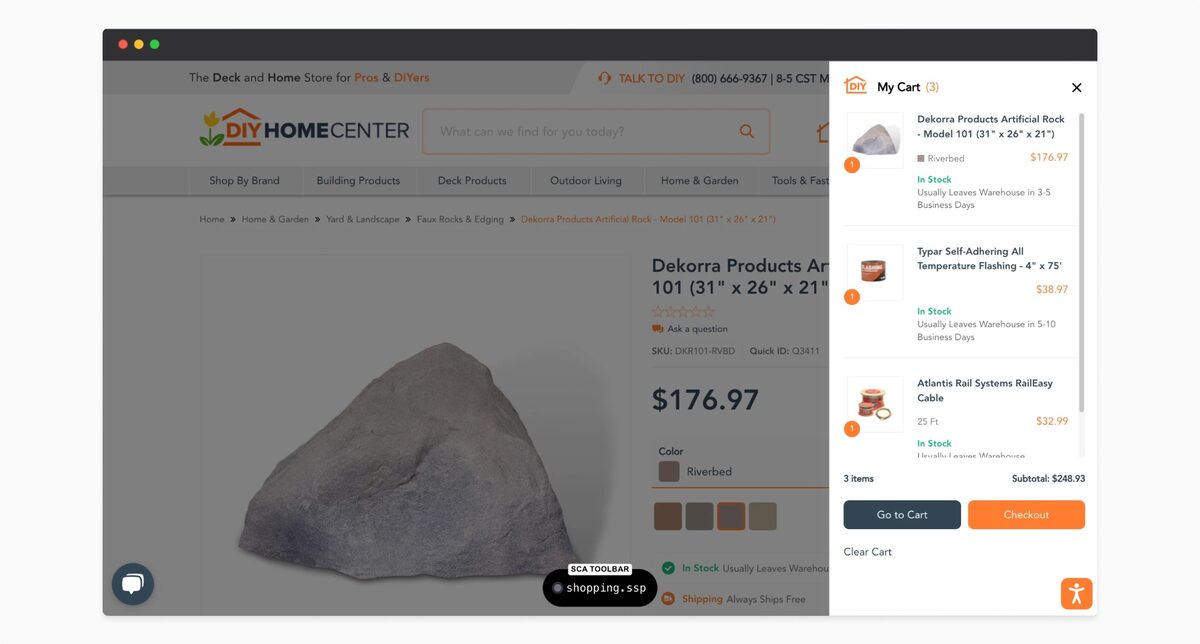 DIY website mockup on desktop: Cart